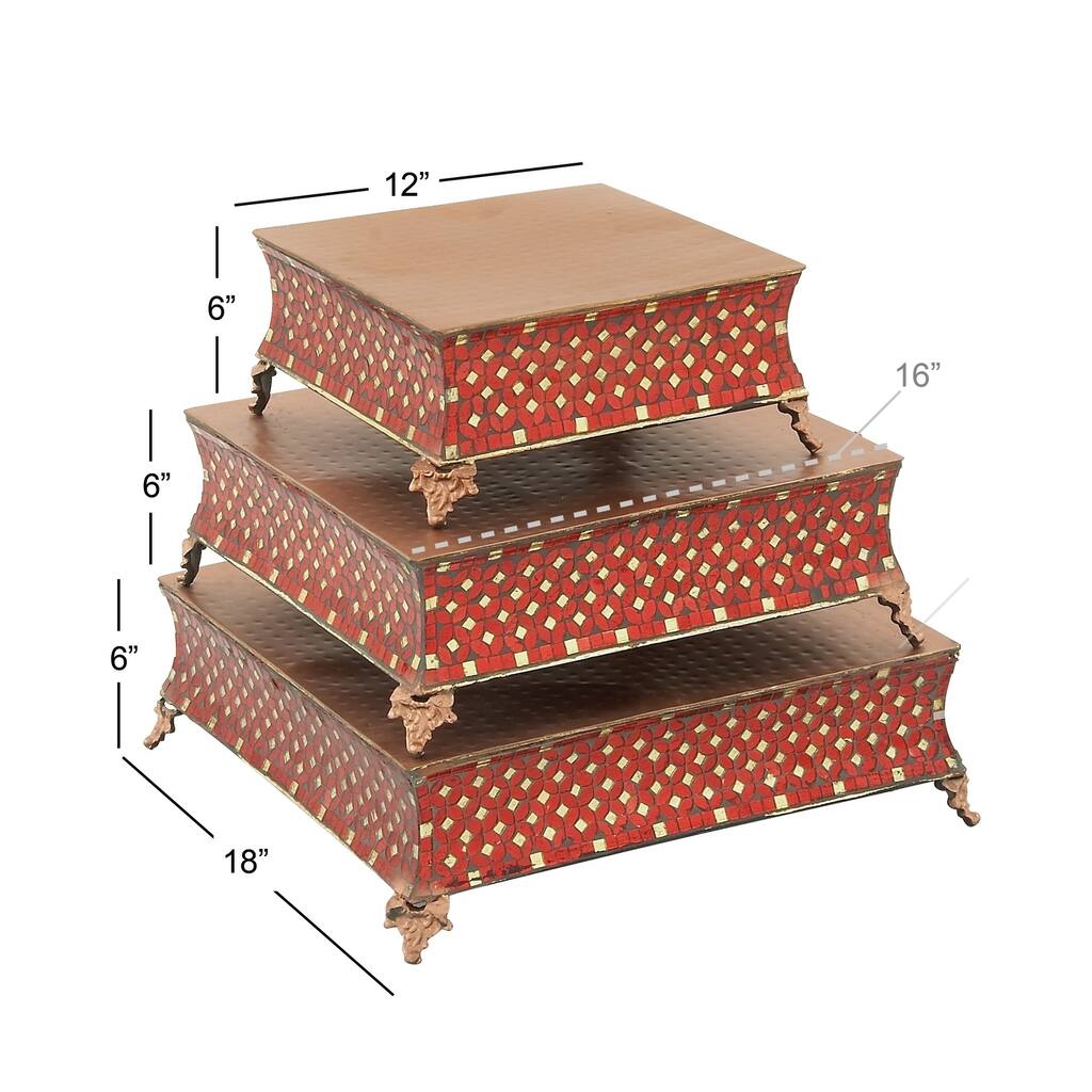 Stunning Set of Three Metal Mosaic Cake Stand