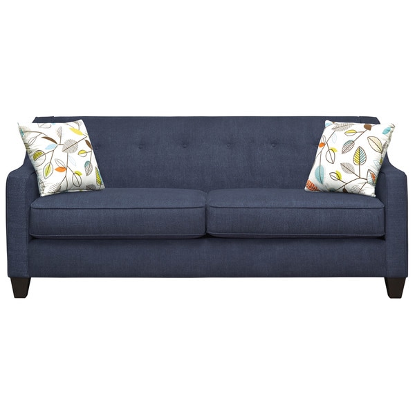 Art Van Axis Navy Sofa with 2 Carson Fiesta Accent Pillows  