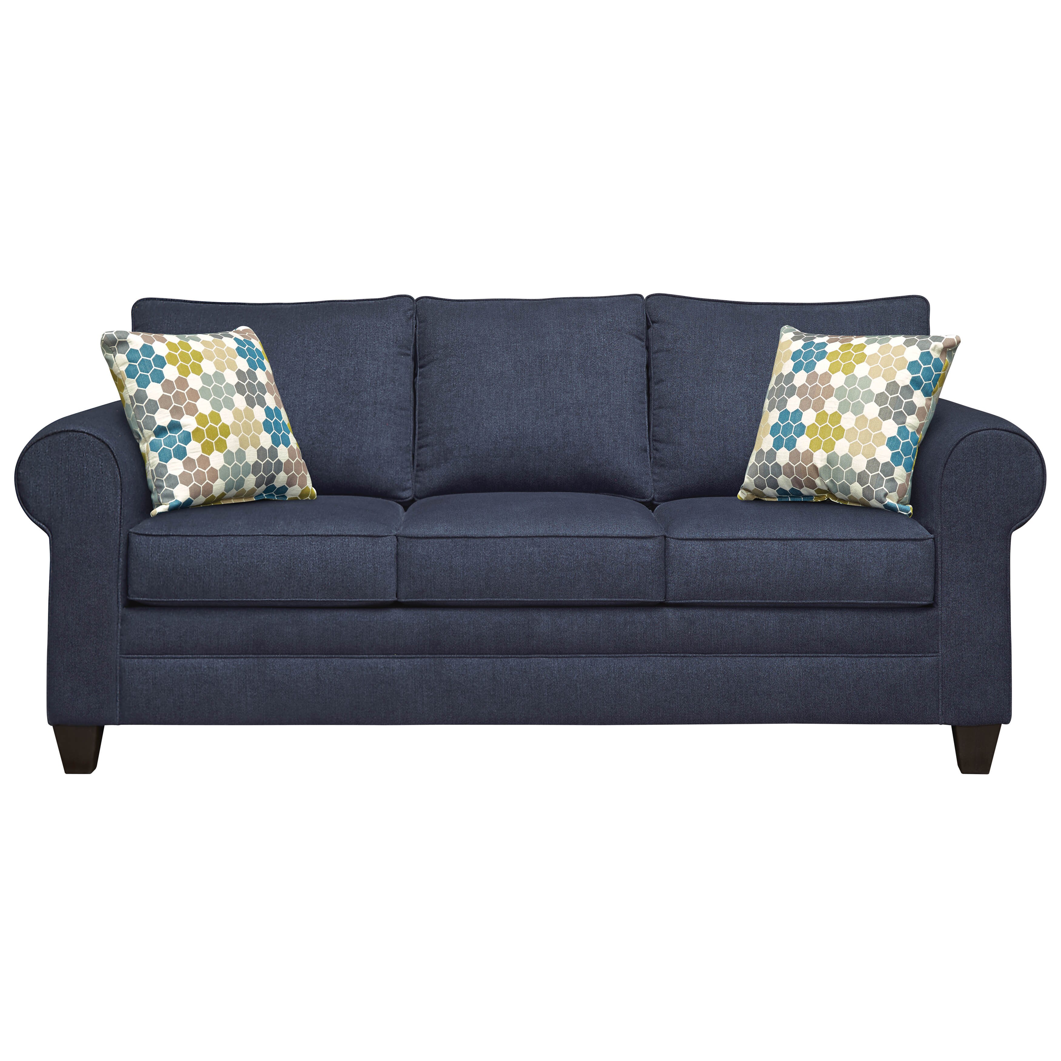 Shop Art Van Saxon Navy Sofa With 2 Spindrift Tidal Accent Pillows