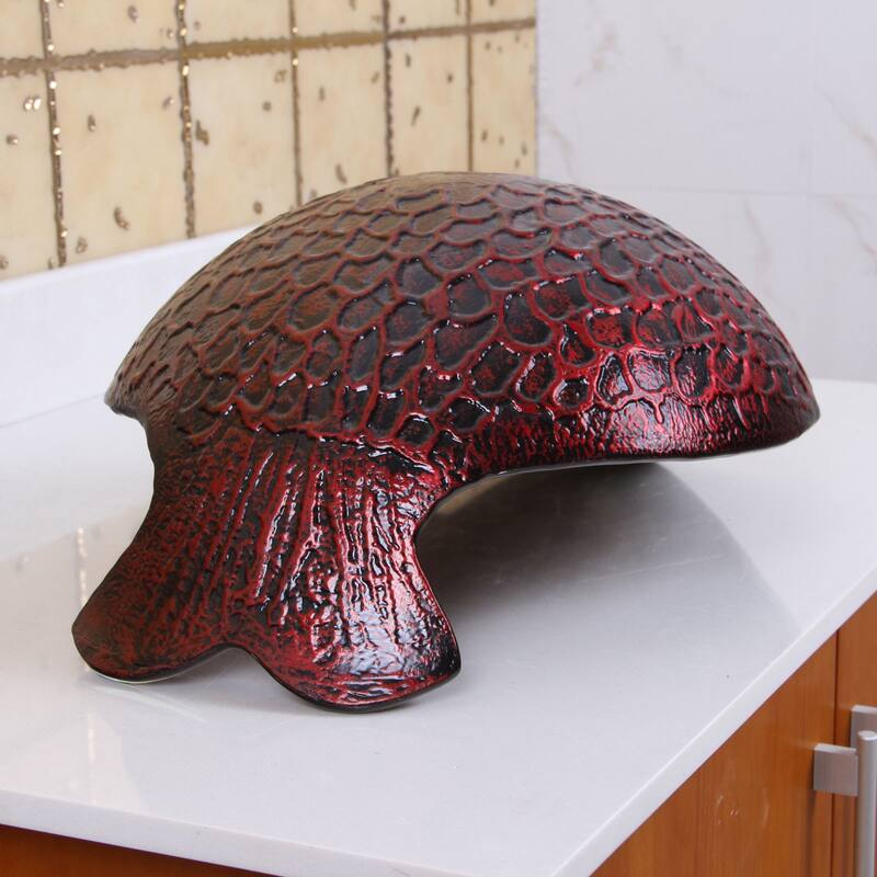 Elite Mermaid IVY+F22T Pattern Tempered Glass Bathroom Vessel Sink and Waterfall Faucet Combo