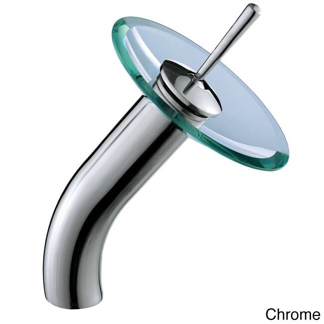 Elite Mermaid IVY+F22T Pattern Tempered Glass Bathroom Vessel Sink and Waterfall Faucet Combo - Chrome Finish Faucet+Sink