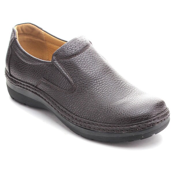 black leatherette slip on loafers