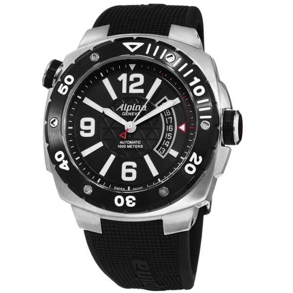 Shop Alpina Men's 'Extreme Diver' Black Dial Black Rubber  