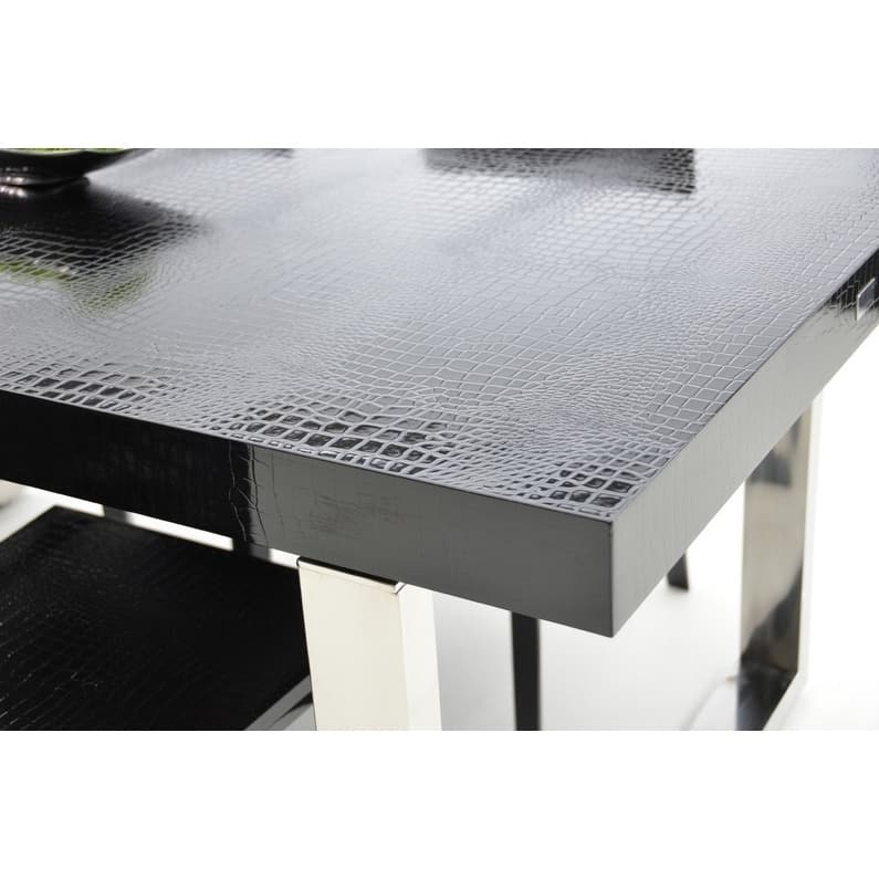 A&X Skyline Modern Black "Krocodile" Lacquer Extendable Dining Table