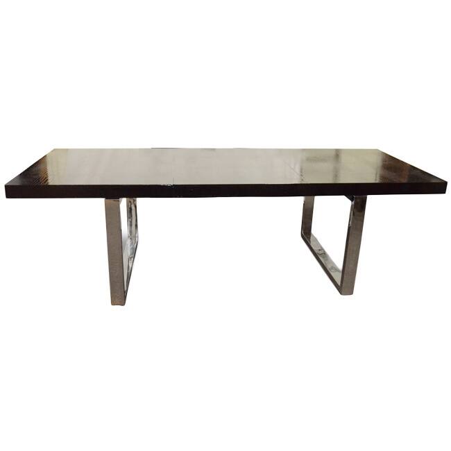 A&X Skyline Modern Black "Krocodile" Lacquer Extendable Dining Table