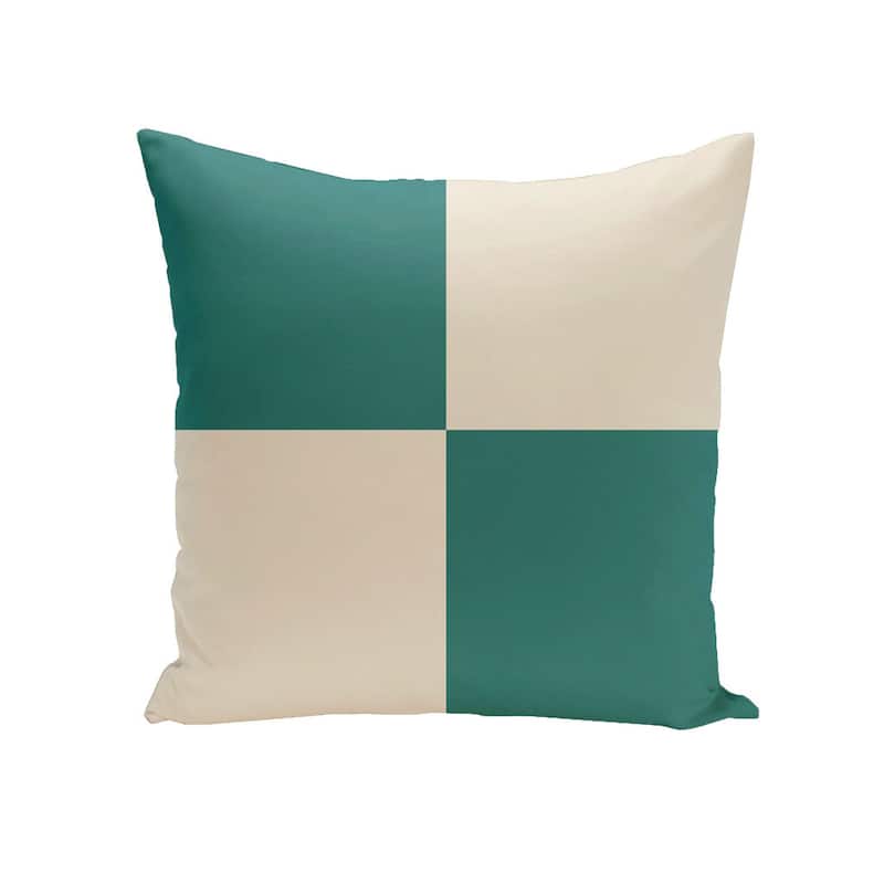 Decorative Outdoor Checkered Print 20-inch Pillow - Blue