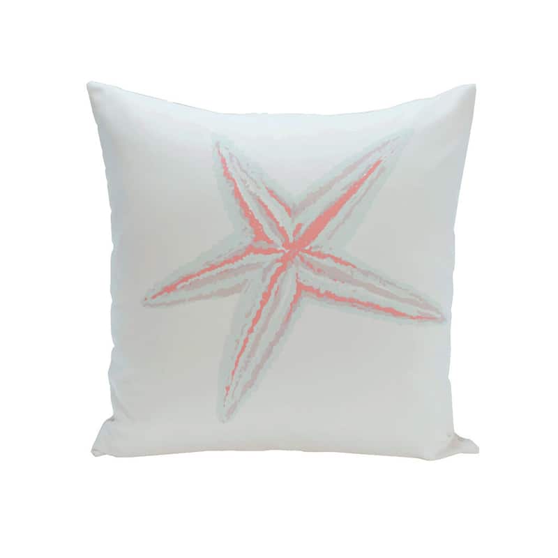 Decorative Outdoor Starfish Coastal Print 20-inch Pillow - Blue