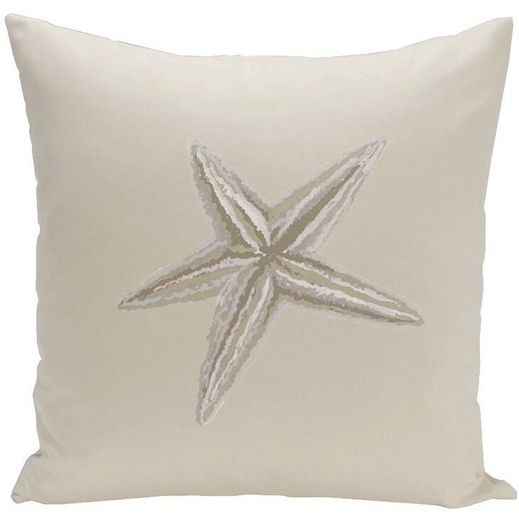 Decorative Outdoor Coastal Starfish Print 20-inch Pillow
