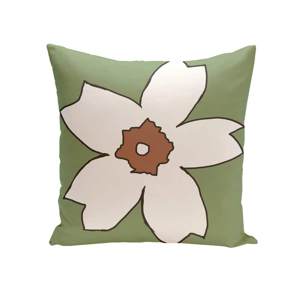 Decorative Outdoor Large Floral Print 20-inch Pillow