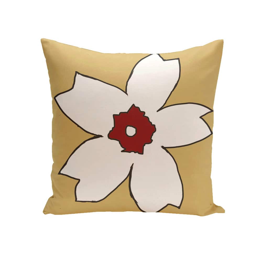 Decorative Outdoor Large Floral Print 20-inch Pillow
