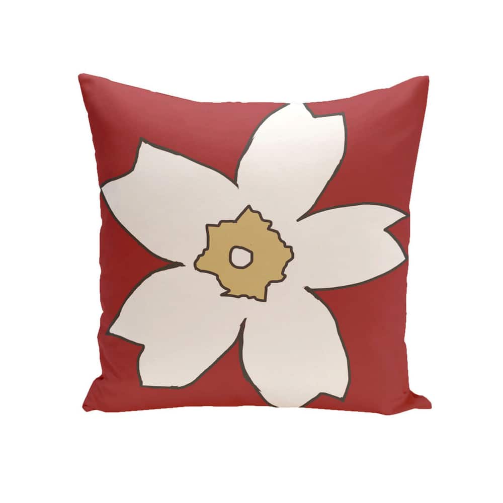 Decorative Outdoor Large Floral Print 20-inch Pillow