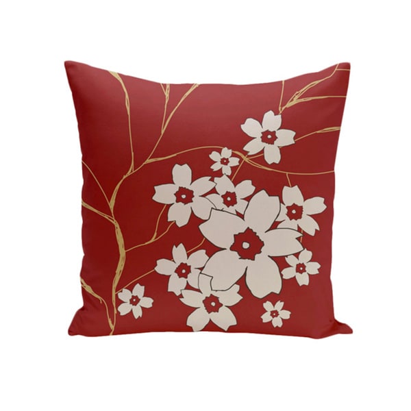 The Pillow Collection Jora Floral Red Down Filled Throw Pillow