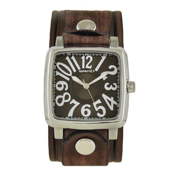 Nemesis Brown and White 3D Squared Unisex Watch with Vintage Brown