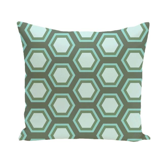 Geometric Print 18 x 18-inch Outdoor Fabric Pillow - Green