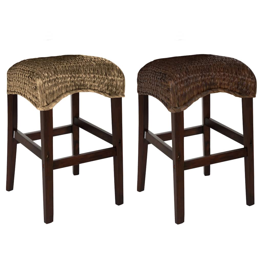 Montgomery Rattan Woven Counter height Backless Stools (Set of 2)