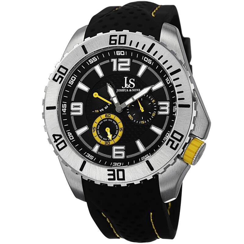 Joshua & Sons Men's Quartz Easy-to Read Multifunction Strap Watch - Yellow