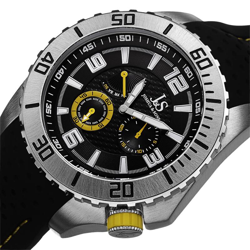 Joshua & Sons Men's Quartz Easy-to Read Multifunction Strap Watch - Yellow