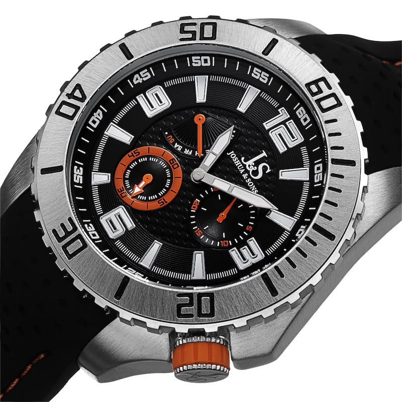 Joshua & Sons Men's Quartz Easy-to Read Multifunction Orange Strap Watch
