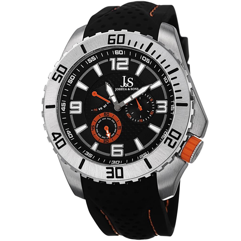 Joshua & Sons Men's Quartz Easy-to Read Multifunction Orange Strap Watch