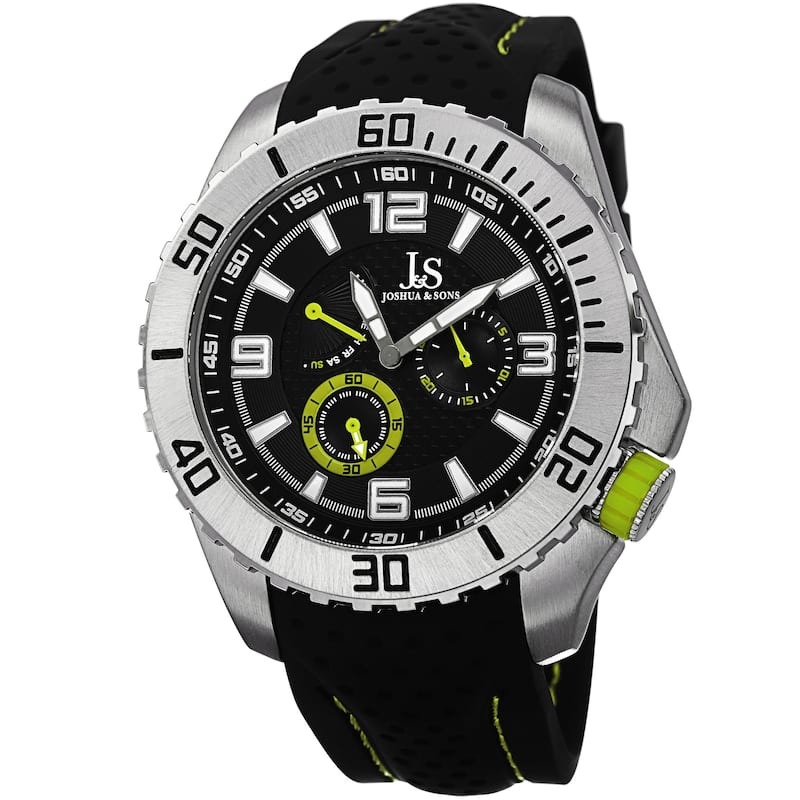 Joshua & Sons Men's Quartz Easy-to Read Multifunction Green Strap Watch