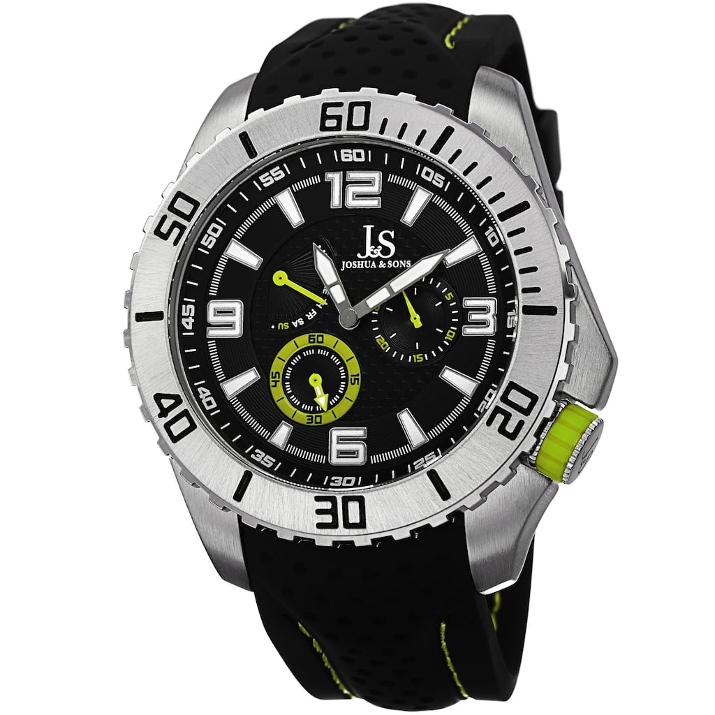 Joshua & Sons Men's Quartz Easy-to Read Multifunction Green Strap Watch