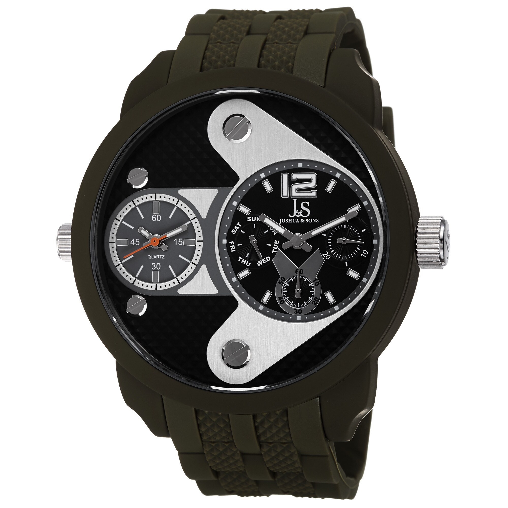 Joshua Sons Men's Swiss Quartz Dual-Time Multifunction Green
