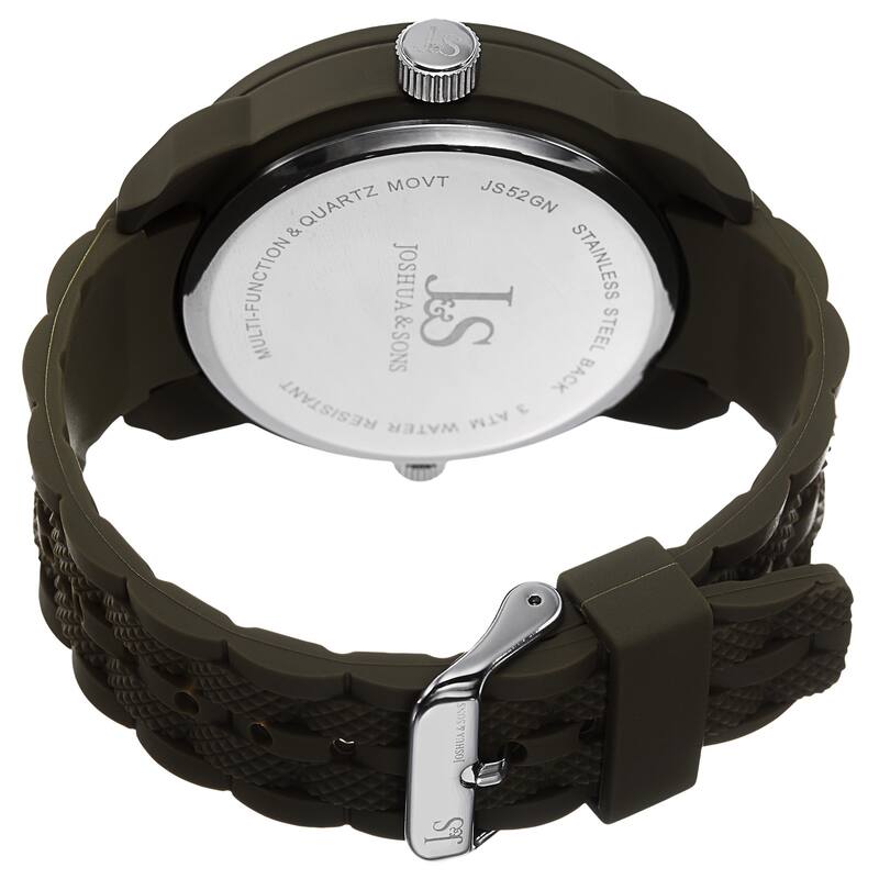Joshua & Sons Men's Swiss Quartz Dual-Time Multifunction Green Strap Watch