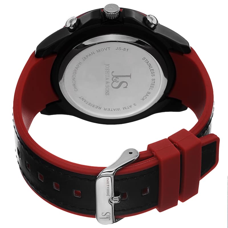 Joshua & Sons Men's Quartz Multifunction Double Layer Red Strap Watch
