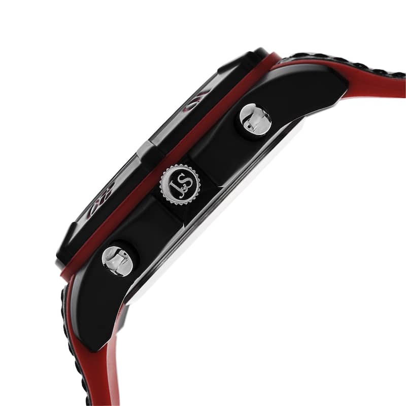 Joshua & Sons Men's Quartz Multifunction Double Layer Red Strap Watch