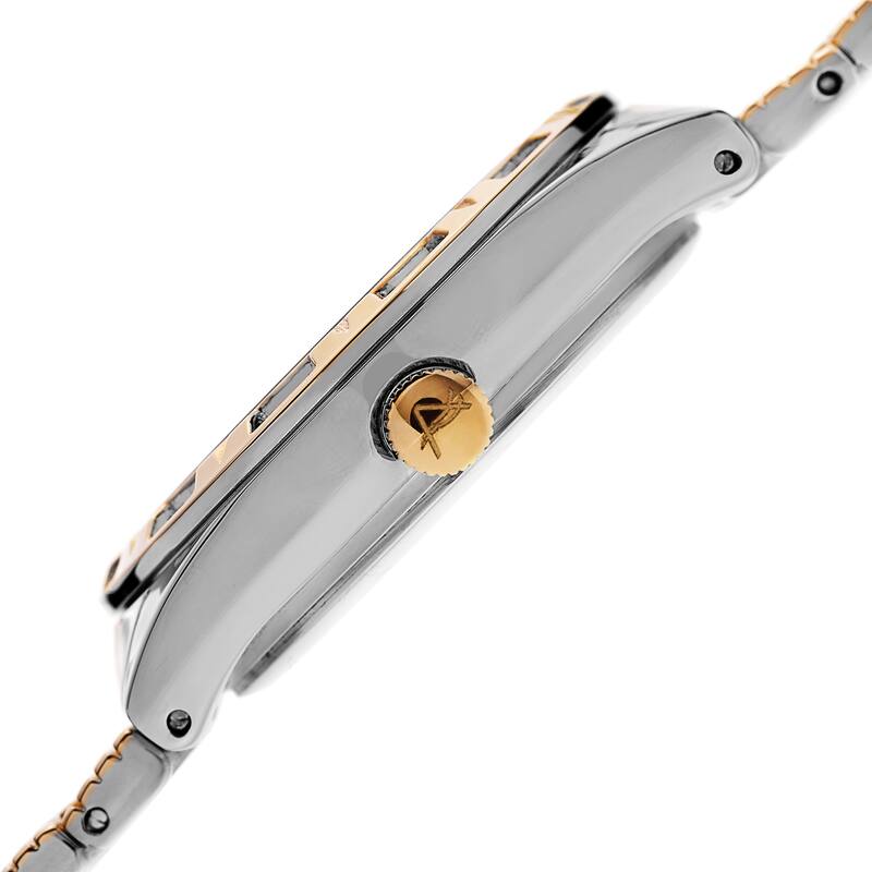 August Steiner Women's Quartz Swarovski Crystals Sunray Dial Two-Tone Bracelet Watch - Gold