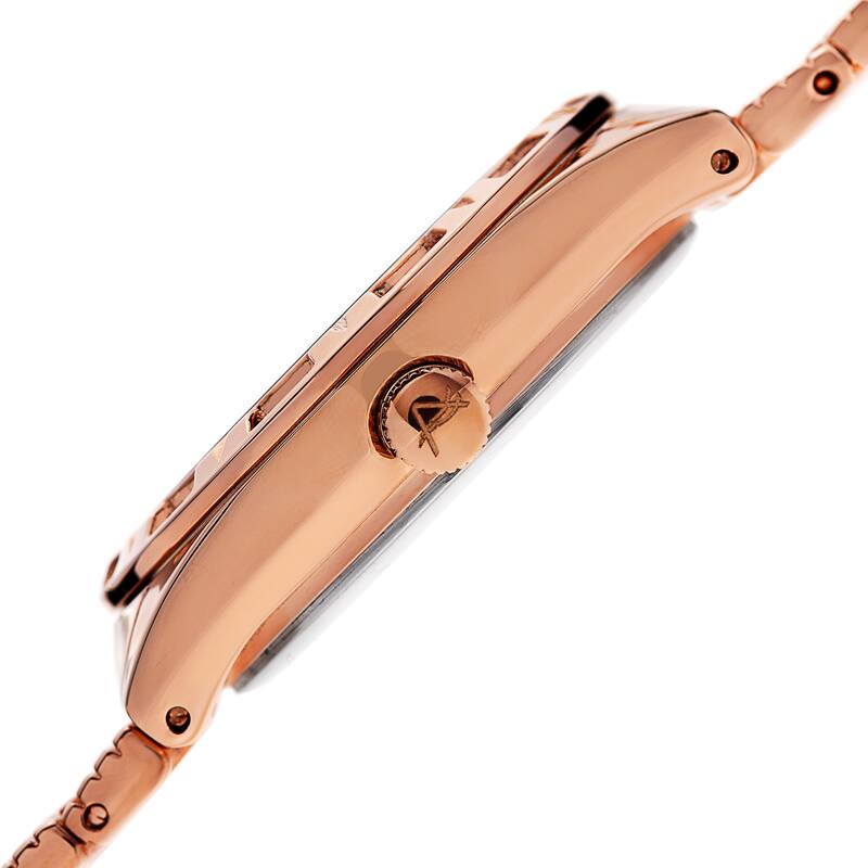 August Steiner Women's Quartz Swarovski Crystals Sunray Dial Rose-Tone Bracelet Watch - Gold