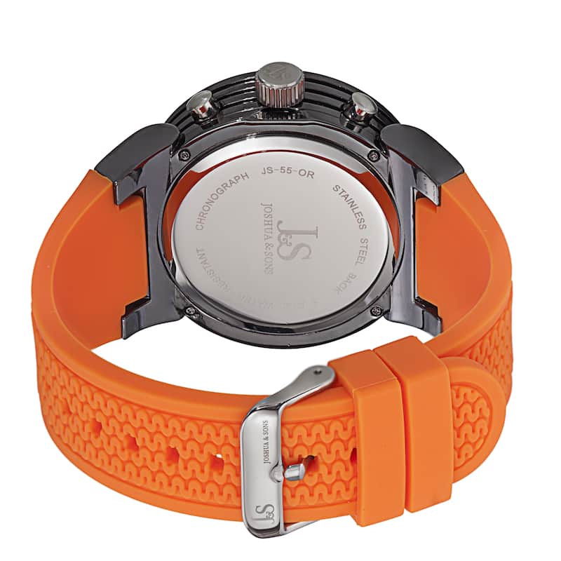 Joshua & Sons Sporty Men's Swiss Quartz Chronograph Orange Strap Watch