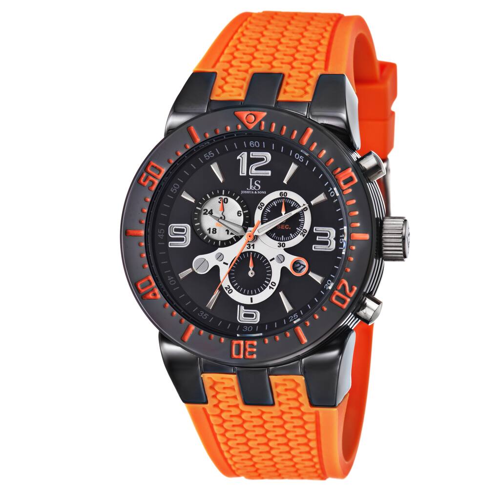 Joshua & Sons Sporty Men's Swiss Quartz Chronograph Orange Strap Watch