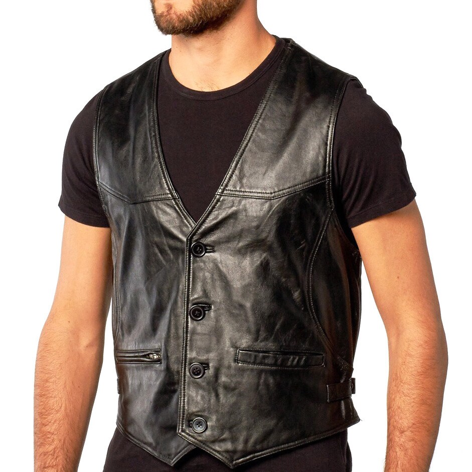 black leather vest