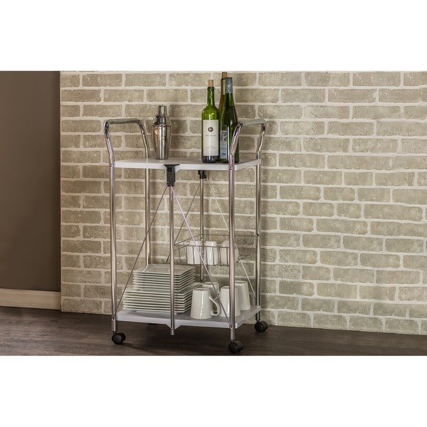 Baxton Studio Watkins Steel Foldable Serving Trolley Cart   17286204