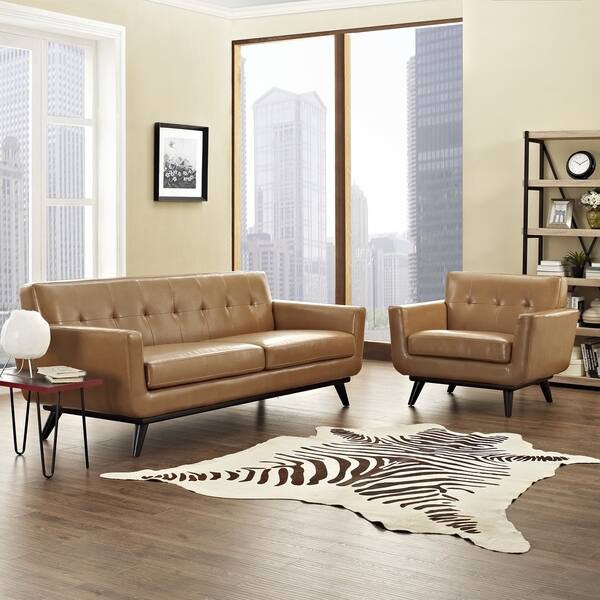 Absorb 2piece Leather Armchair/ Sofa Living Room Set 2piece