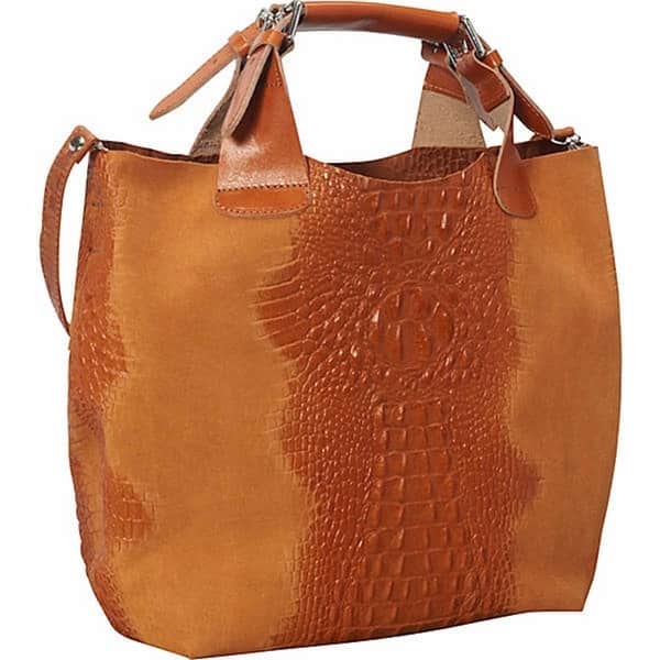 Shop Deleite By Sharo Apricot Italian Leather Handbag Tote Bag Large Overstock 10156957