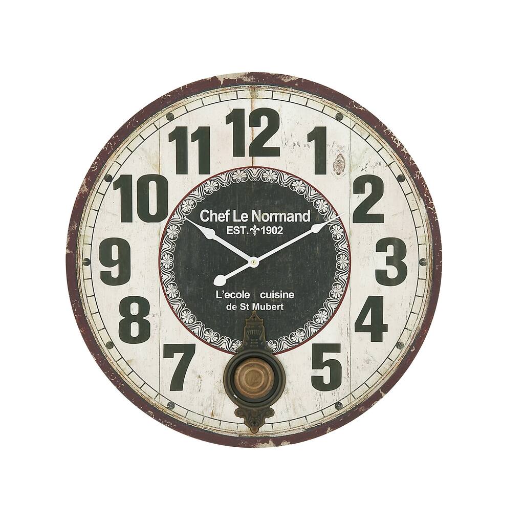 Stunning Wood Metal Round 23-inch Wall Clock