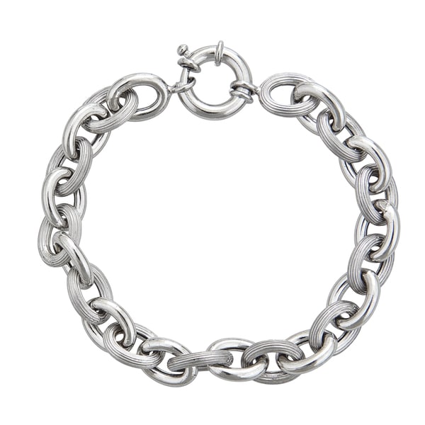 Sterling Silver Italian 8mm Hollow Links Bracelet