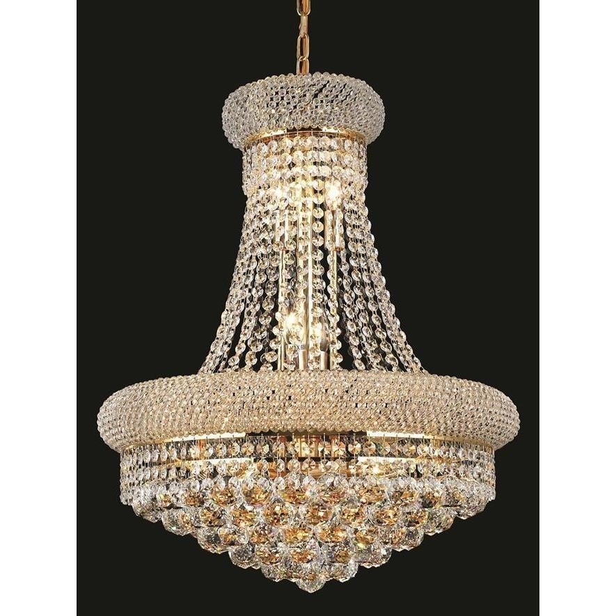 Elegant Lighting Gold Royal-cut Crystal Clear Hanging 20-inch 14-light Chandelier (Gold Royal Cut Crystal Clear Hanging Fixture) - Chandeliers For Bedrooms by Overstock.com