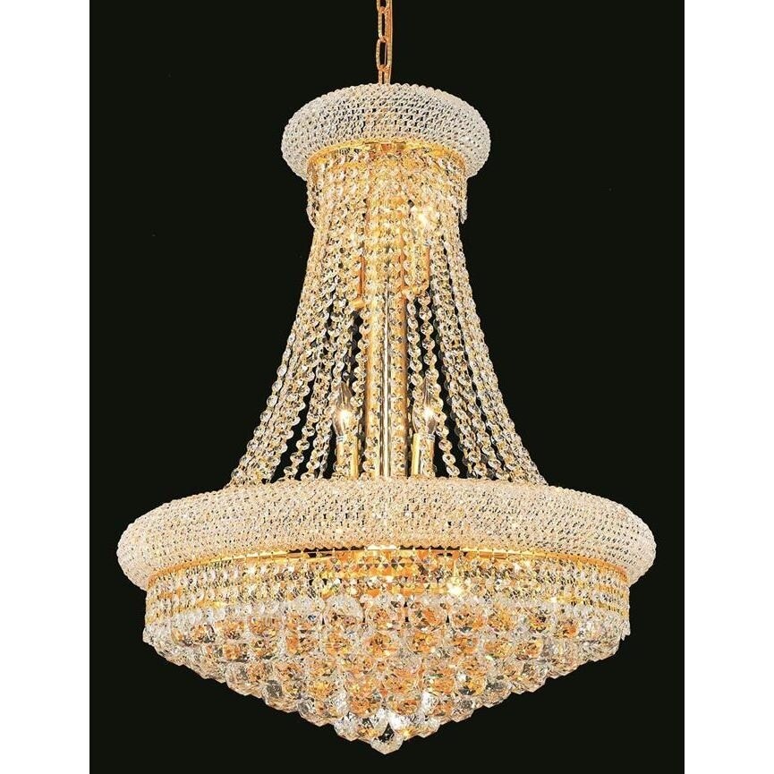 Elegant Lighting Gold 24-inch Royal-cut Crystal Clear Hanging 14-light Chandelier (Gold Royal Cut Crystal Clear Hanging Fixture) - Chandeliers For Bedrooms by Overstock.com
