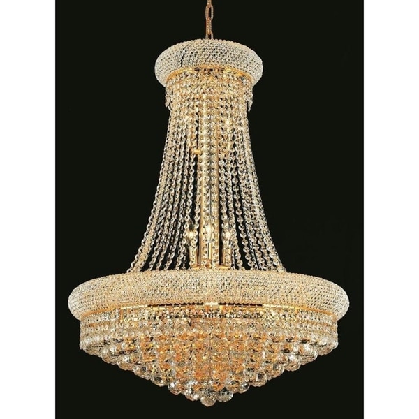 Elegant Lighting Gold 28 Inch Royal Cut Crystal Clear Hanging Elegant Lighting Gold 28 Inch Royal Cut Crystal Clear Hanging 14 Light Chandelier