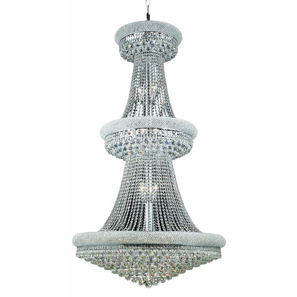 slide 1 of 3, Elegant Lighting Chrome Royal-cut Crystal Clear Large 36-inch Hanging Chandelier