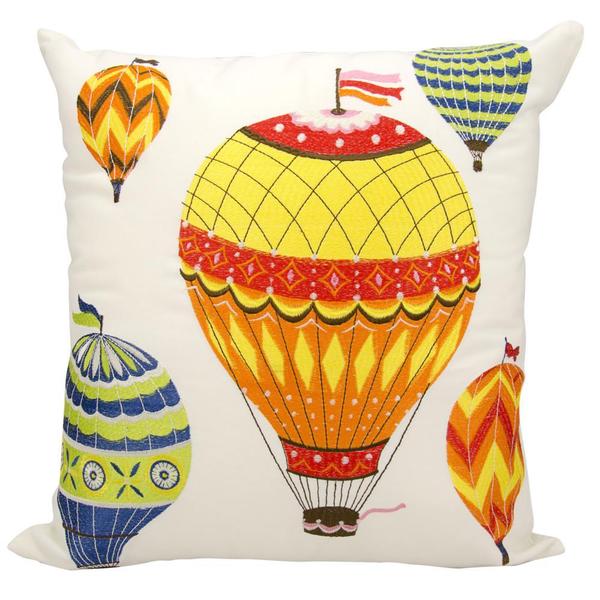 Mina Victory Indoor/Outdoor Hot Air Balloons Multicolor Throw Pillowby Nourison (20-Inch X 20-Inch)