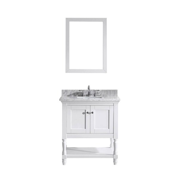 Julianna 32 Inch Single Vanity White Marble Top Mirror Free Julianna 32 Inch Single Vanity White Marble Top Mirror