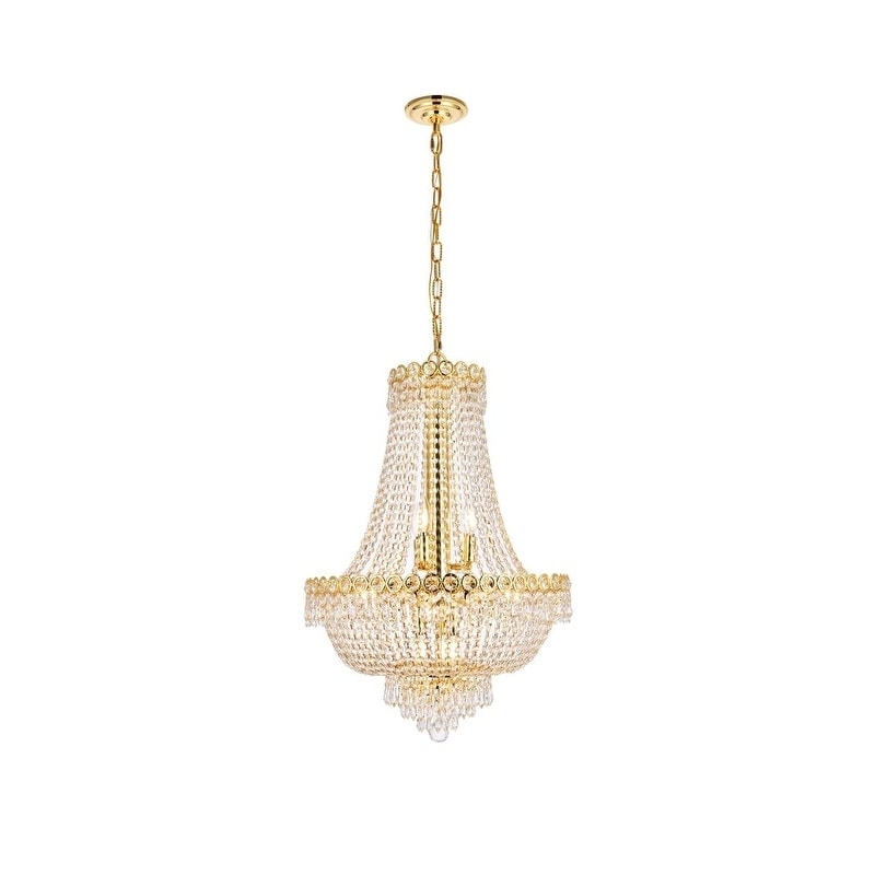 Elegant Lighting Gold 20-inch Royal-cut Crystal Clear Hanging 12-light Chandelier (Gold Royal Cut Crystal Clear Hanging Fixture) - Chandeliers For Bedrooms by Overstock.com