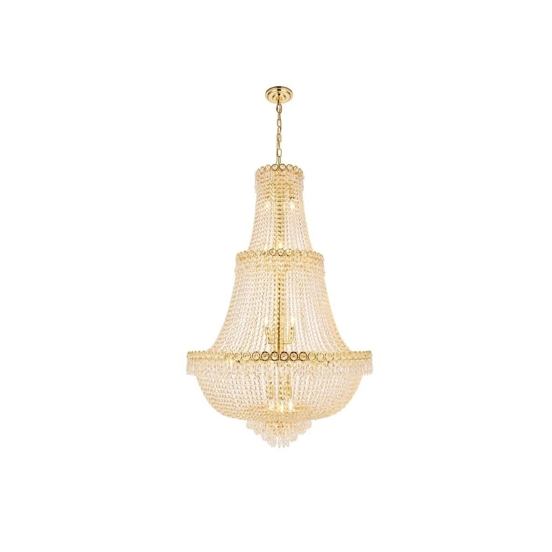 Elegant Lighting Gold 30-inch Royal-cut Crystal Clear Large Hanging Chandelier (Gold Royal Cut Crystal Large Hanging Fixture) - Chandeliers For Bedrooms by Overstock.com