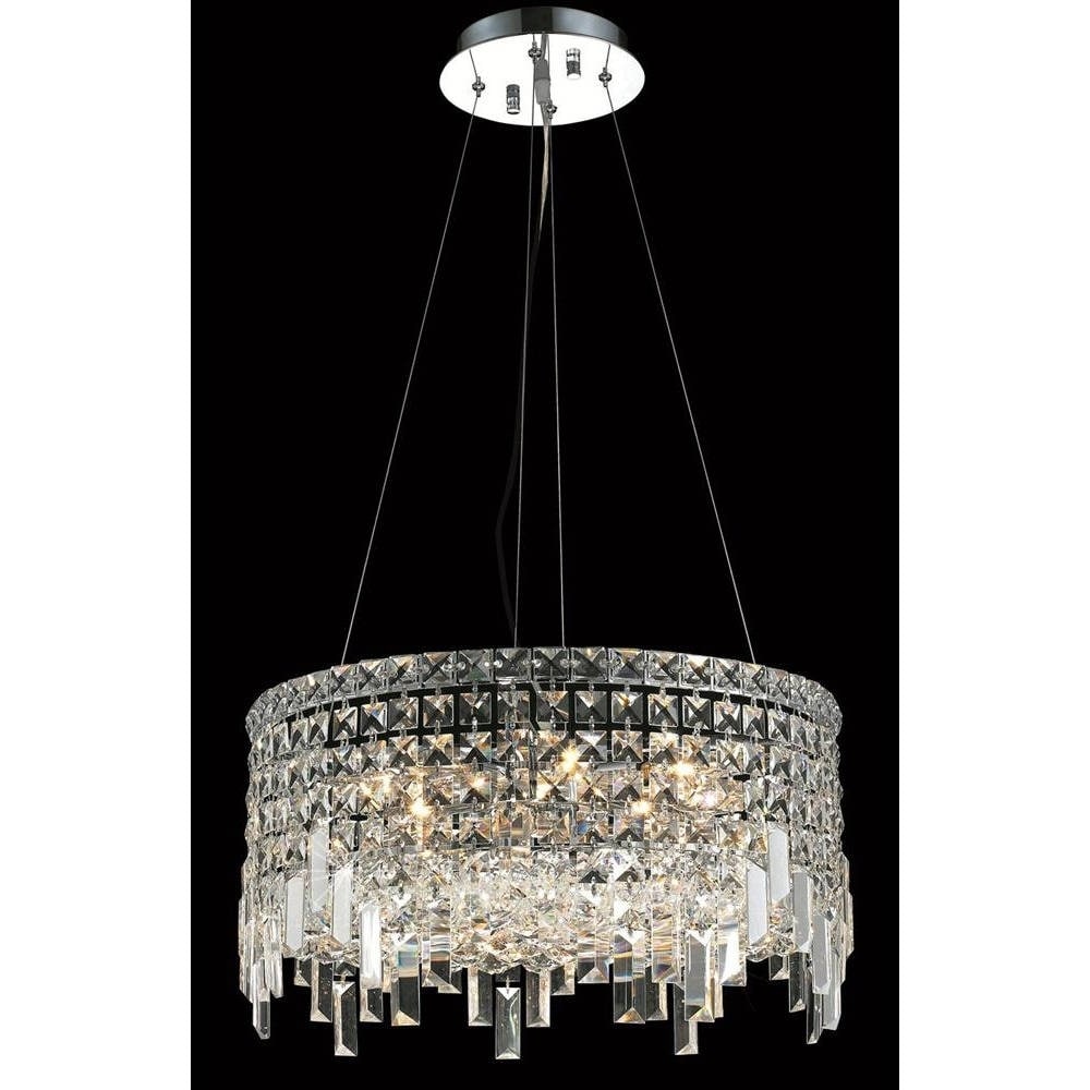 Elegant Lighting Chrome Royal-cut 20-inch Crystal Clear Hanging 12-light Chandelier (Chrome Royal Cut Crystal Clear Hanging Fixture) - Chandeliers For Bedrooms by Overstock.com
