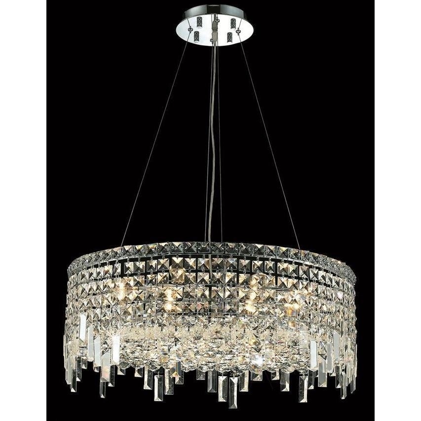 Elegant Lighting Chrome Royal-cut 24-inch Crystal Clear Hanging 12-light Chandelier (Chrome Royal Cut Crystal Clear Hanging Fixture) - Chandeliers For Bedrooms by Overstock.com