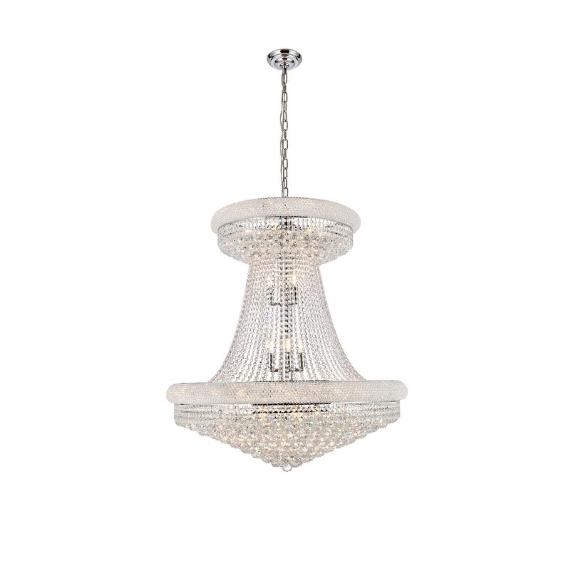 Elegant Lighting Chrome Royal-cut Crystal Clear Large Hanging 36-inch Chandelier (Chrome Royal Cut Crystal Large Hanging Fixture) - Chandeliers For Bedrooms by Overstock.com